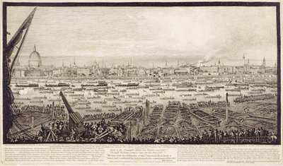 Les Restes de Lord Nelson transportés sur la Tamise de Greenwich à Whitehall, 8 janvier 1806 - John Thomas Smith
